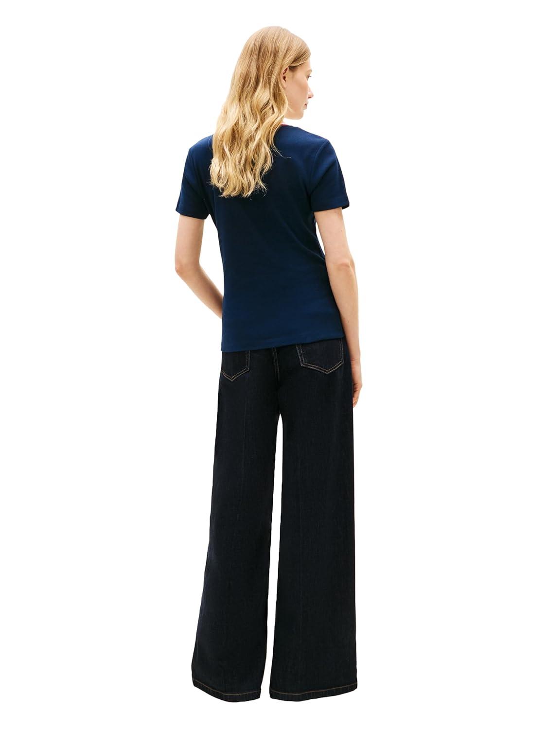 imageTommy Hilfiger Womens Basic Short Sleeve Cotton VNeck TShirtDark Night NavyRwb