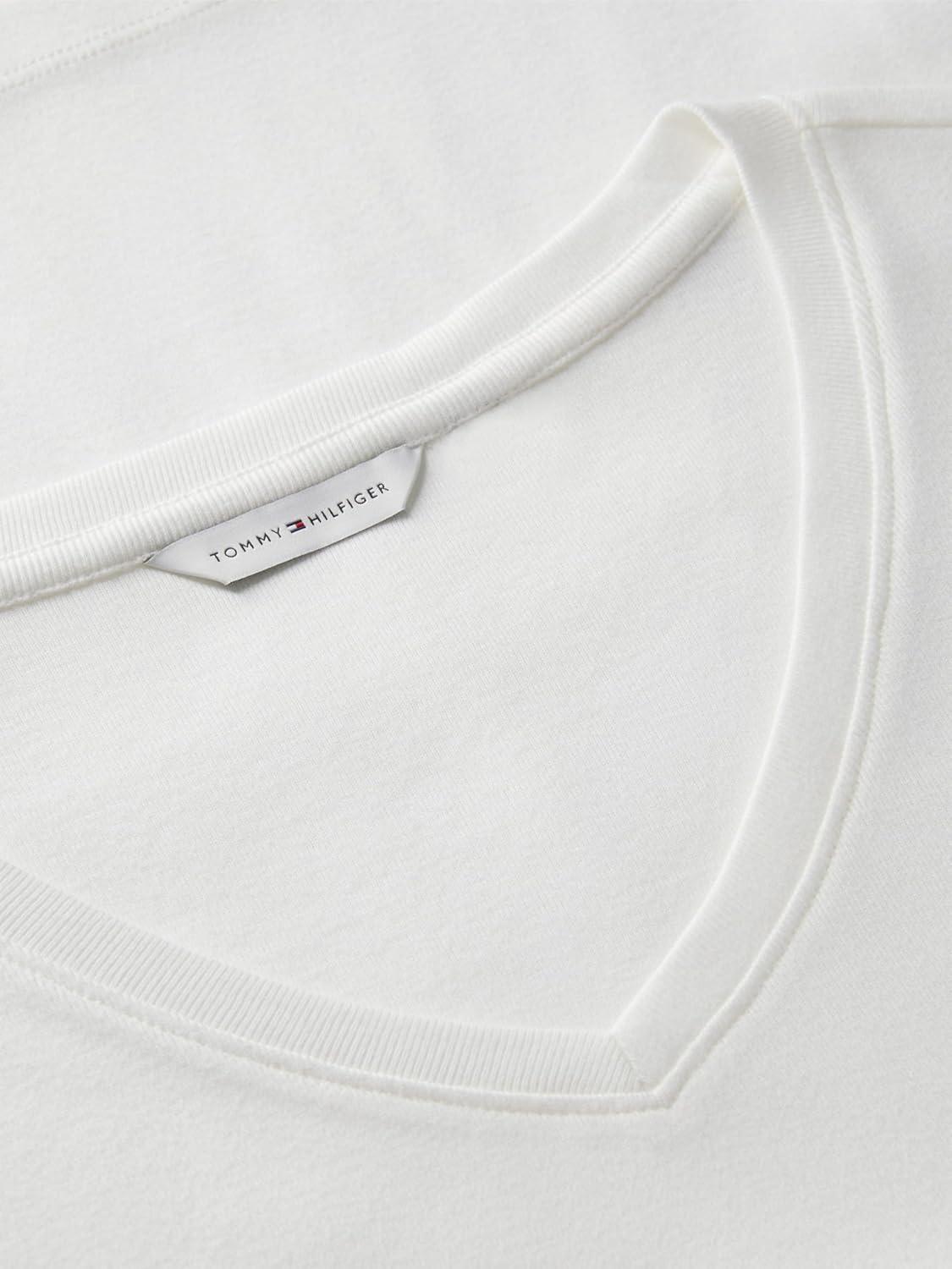 imageTommy Hilfiger Womens Basic Short Sleeve Cotton VNeck TShirtEcru