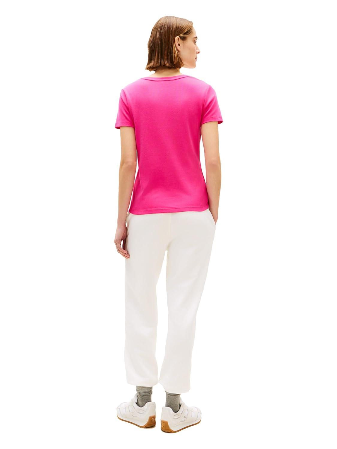 imageTommy Hilfiger Womens Basic Short Sleeve Cotton VNeck TShirtPink Perfection