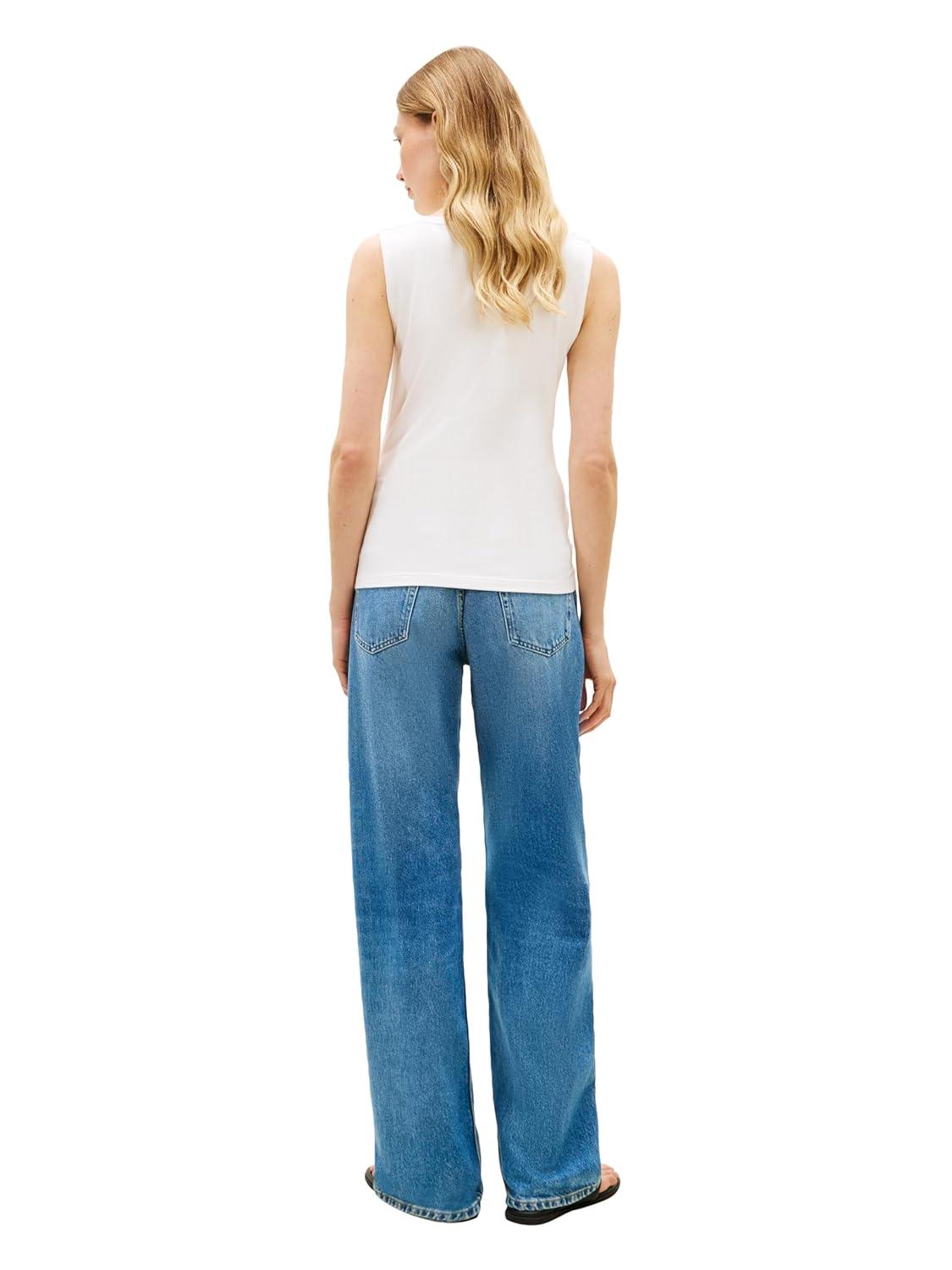 imageTommy Hilfiger Womens Basic Sleeveless Boat Neck Rib Tank TopEcru