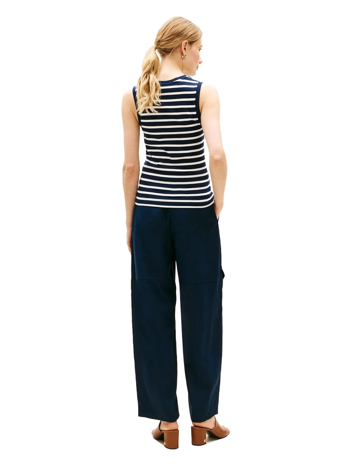 imageTommy Hilfiger Womens Basic Sleeveless Cotton Crew Neck Tank TopBreton Stripe Dark Night NavyEcru