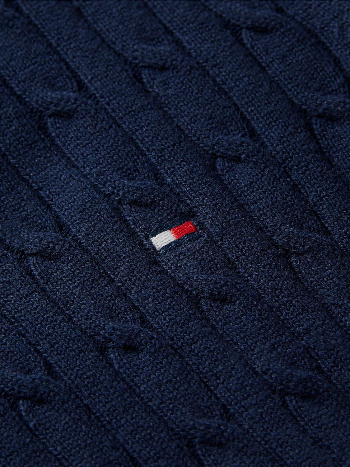 imageTommy Hilfiger Womens Cable Knit Crew Neck Sweater Lightweight PulloverDark Night Navy
