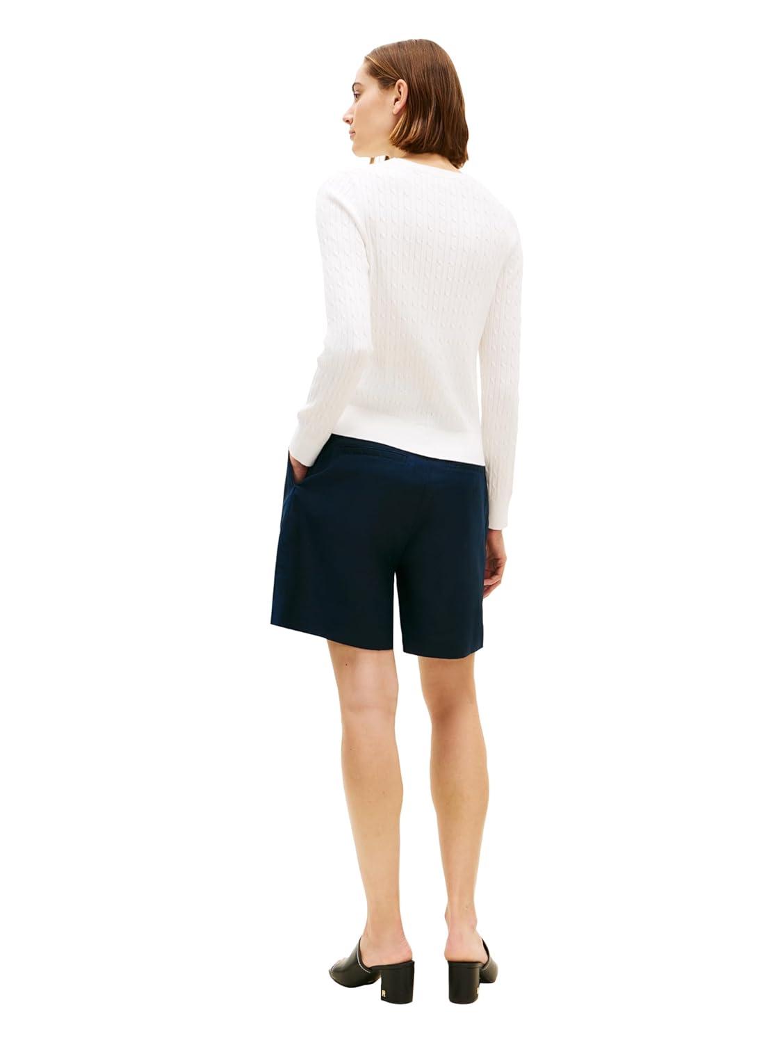 imageTommy Hilfiger Womens Cable Knit Crew Neck Sweater Lightweight PulloverEcru