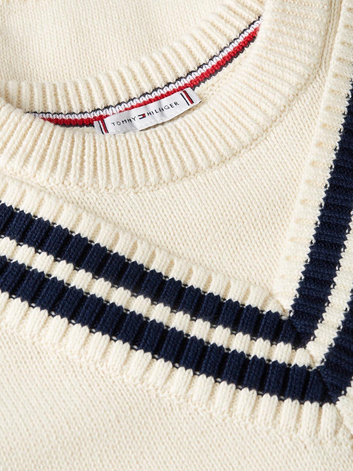 imageTommy Hilfiger Womens Cotton Crew Neck Sweater Varsity Sweater PulloverCalico