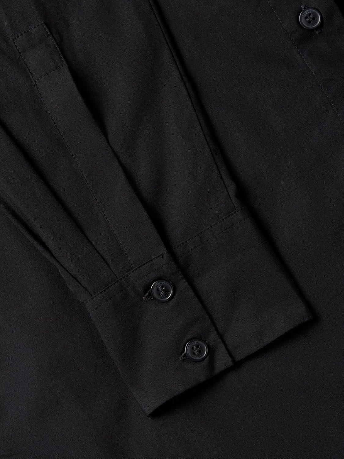 imageTommy Hilfiger Womens Cotton Poplin Long Sleeve Button Down Shirt in Regular Fit with Roll Up SleeveBlack