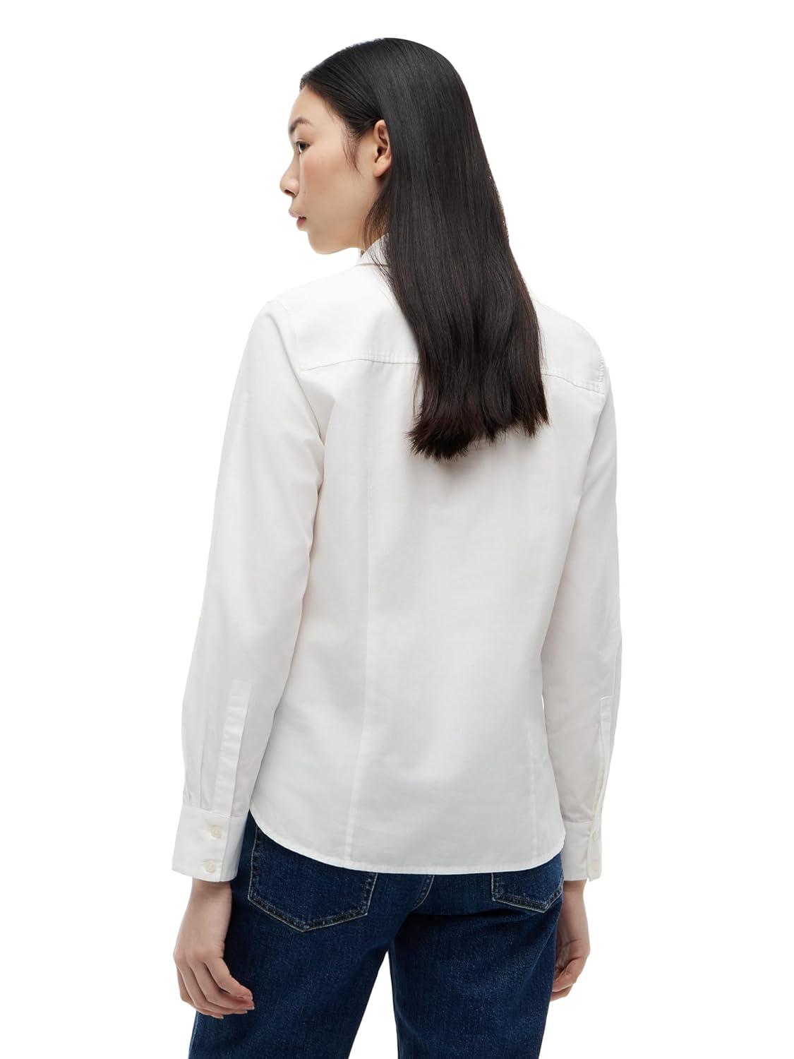 imageTommy Hilfiger Womens Cotton Poplin Long Sleeve Button Down Shirt in Regular Fit with Roll Up SleeveEcru
