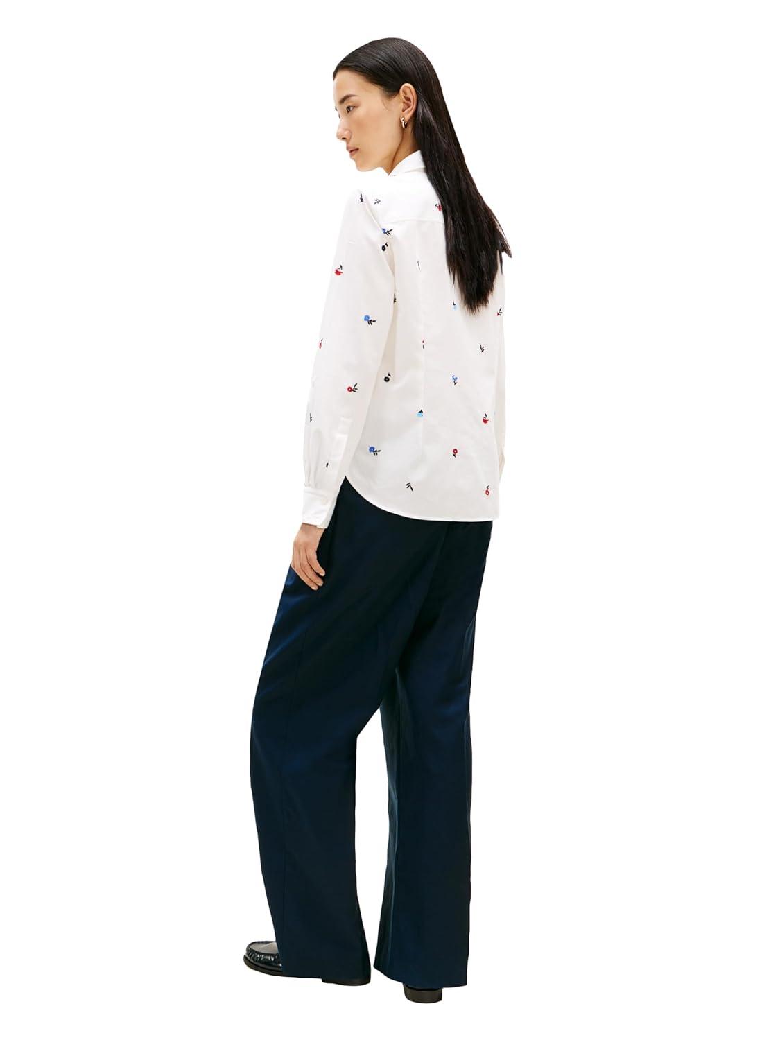 imageTommy Hilfiger Womens Cotton Poplin Long Sleeve Button Down Shirt in Regular Fit with Roll Up SleeveEcruAoe