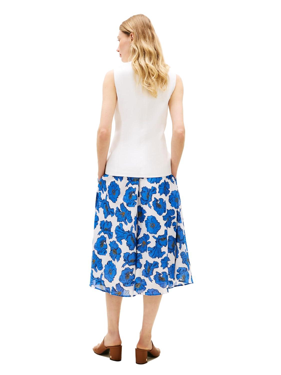 imageTommy Hilfiger Womens Cotton Pull on Midi Skirt with Drawstring Waist and PocketsPop Art Floral Ecru