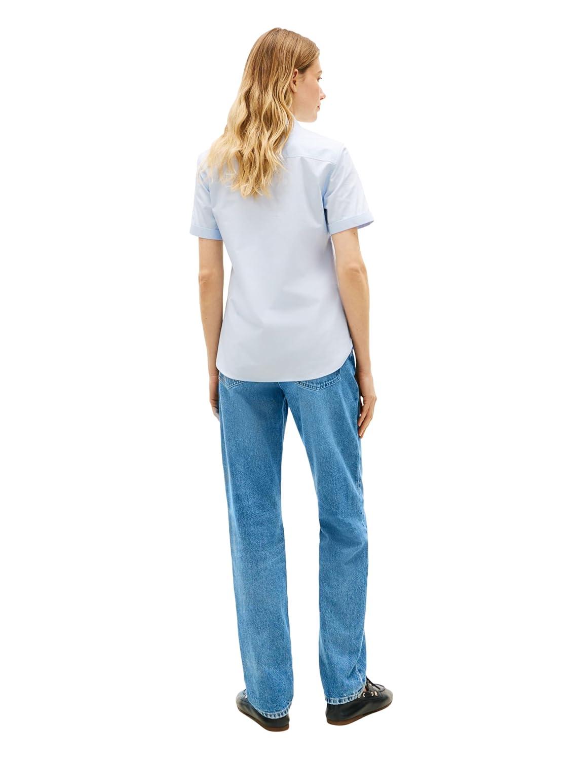 imageTommy Hilfiger Womens Cotton Short Sleeve Button Down Shirt in Regular FitBreezy Blue