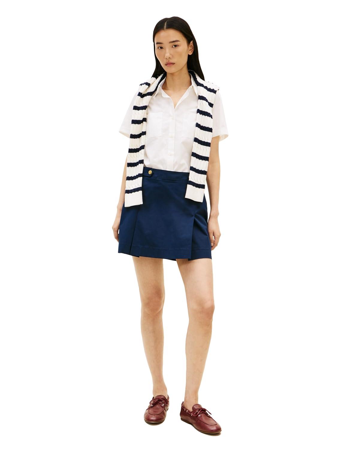 imageTommy Hilfiger Womens Cotton Short Sleeve Button Down Shirt in Regular FitEcru