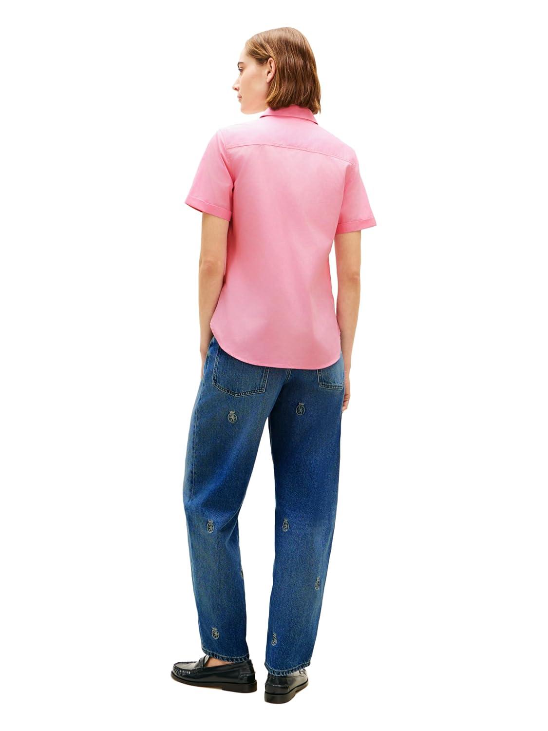 imageTommy Hilfiger Womens Cotton Short Sleeve Button Down Shirt in Regular FitRose Petal