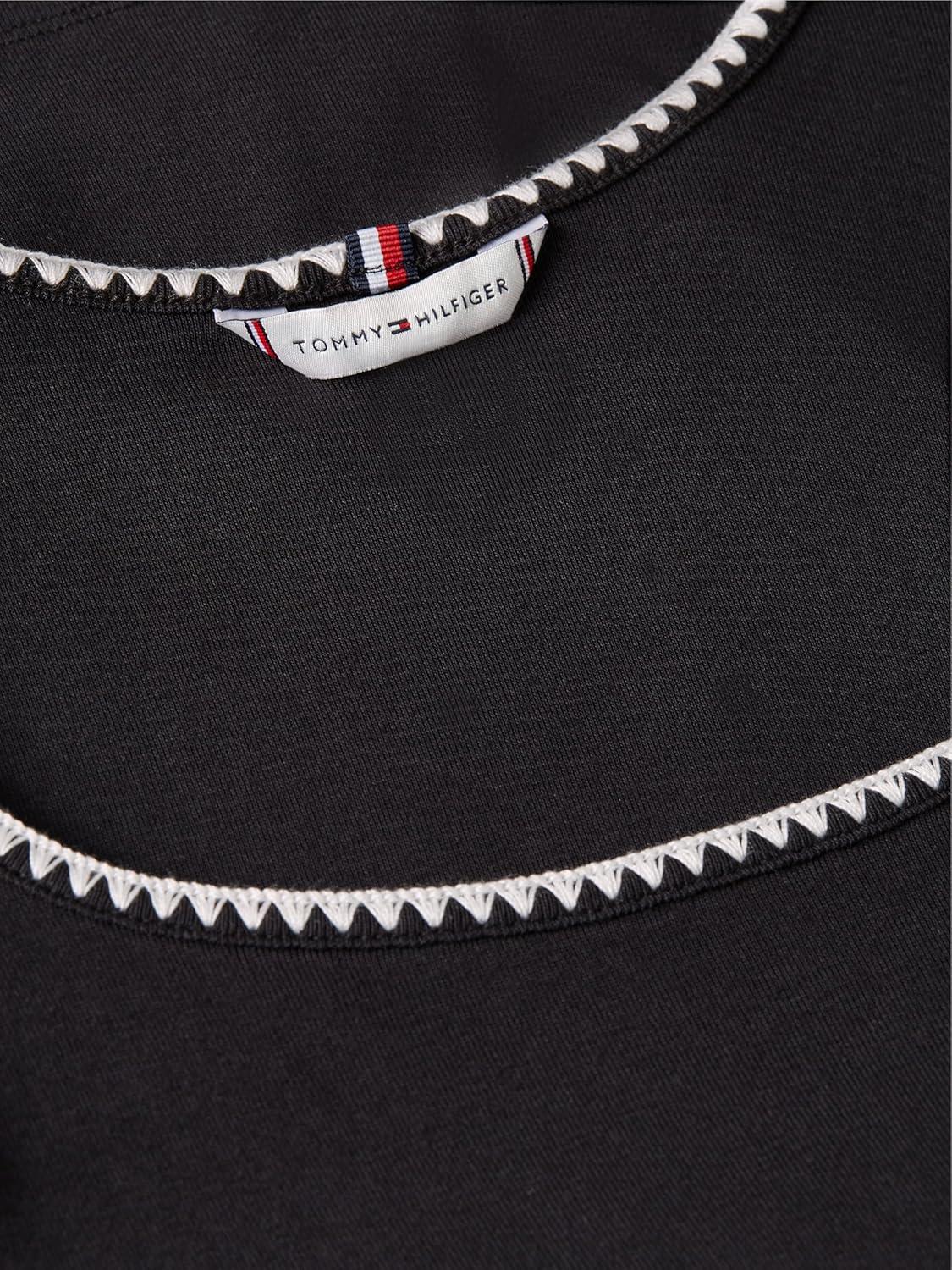 imageTommy Hilfiger Womens Cotton Sleeveless Scoop Neck Tank with Collar DesignBlack