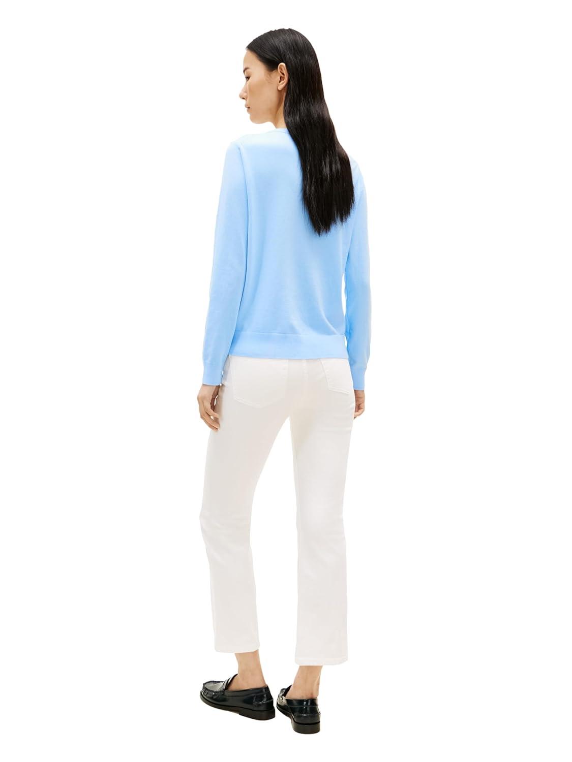 imageTommy Hilfiger Womens Cotton V Neck Sweater Knit Sweater PulloverVessel Blue