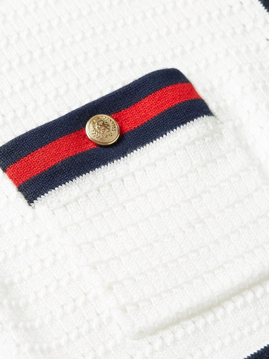 imageTommy Hilfiger Womens Cropped Cardigan Sweater Lighweight Cotton Crew Neck Cardigan SweaterEcru