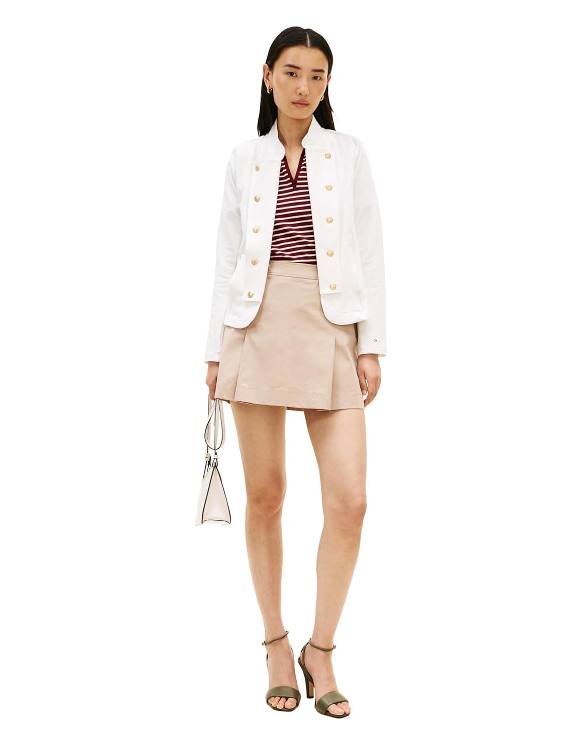 imageTommy Hilfiger Womens Double Breasted Knit Jacket Button Down Long Sleeve Knit JacketEcru