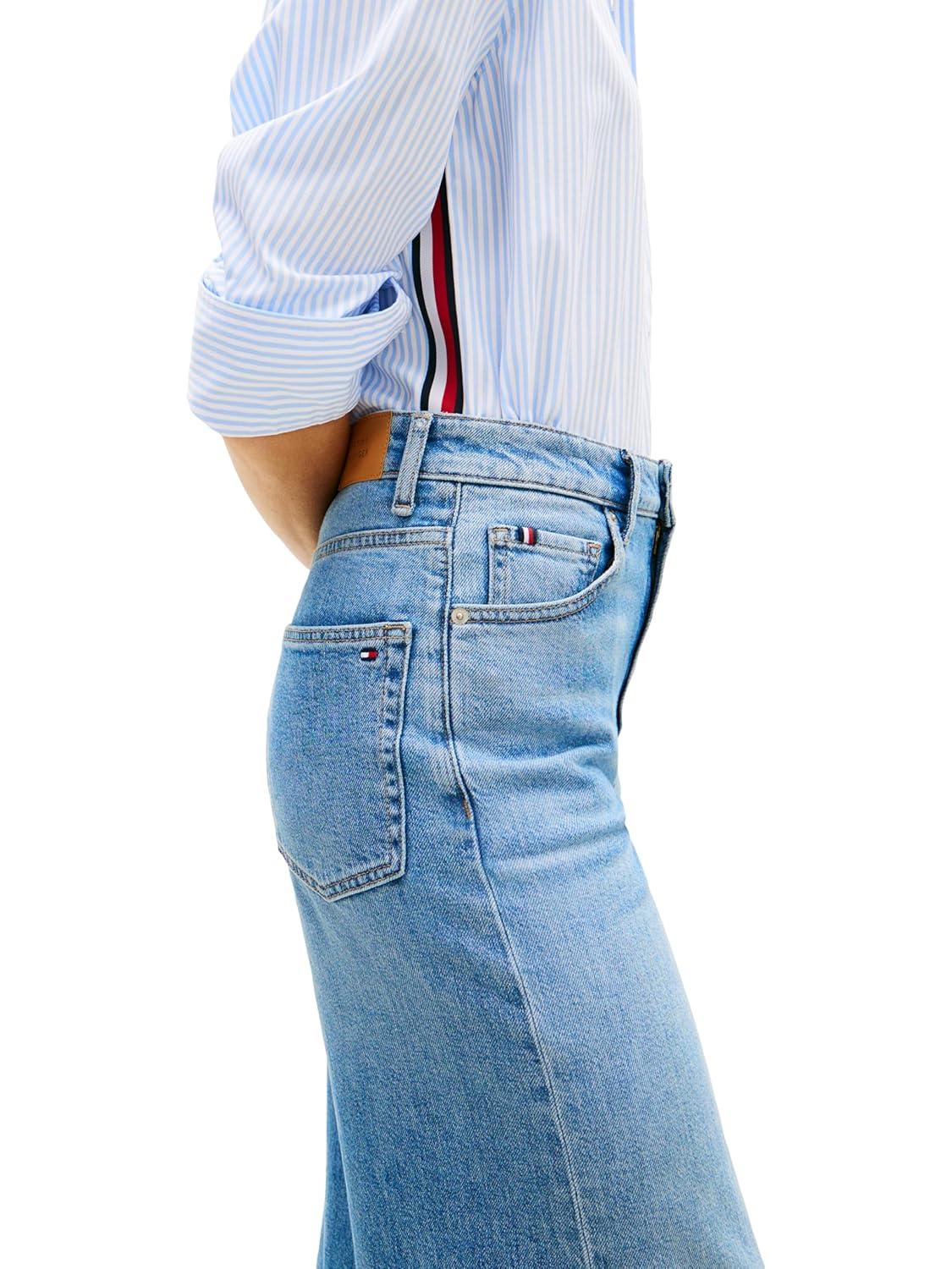 imageTommy Hilfiger Womens High Rise Wide Leg Jeans with StretchBay Blue