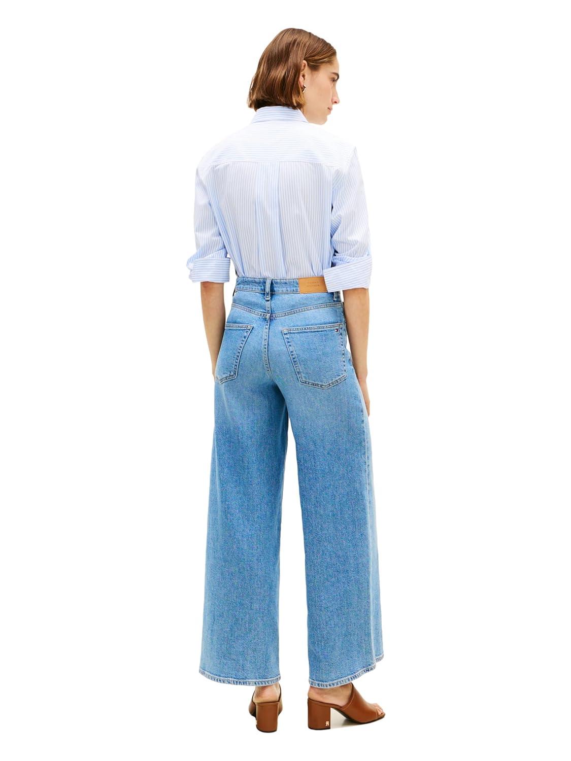 imageTommy Hilfiger Womens High Rise Wide Leg Jeans with StretchBay Blue