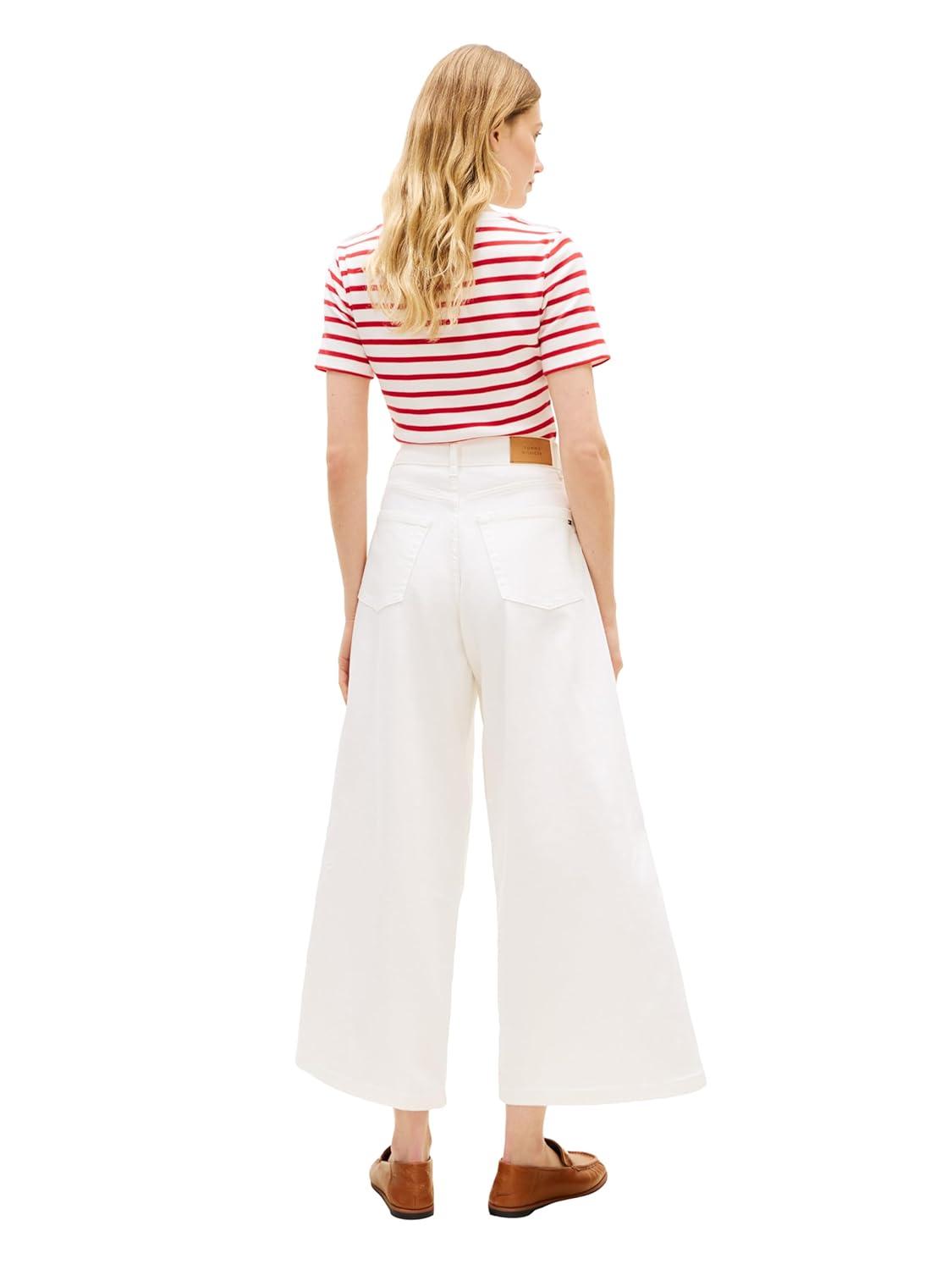 imageTommy Hilfiger Womens High Rise Wide Leg Jeans with StretchOptic White