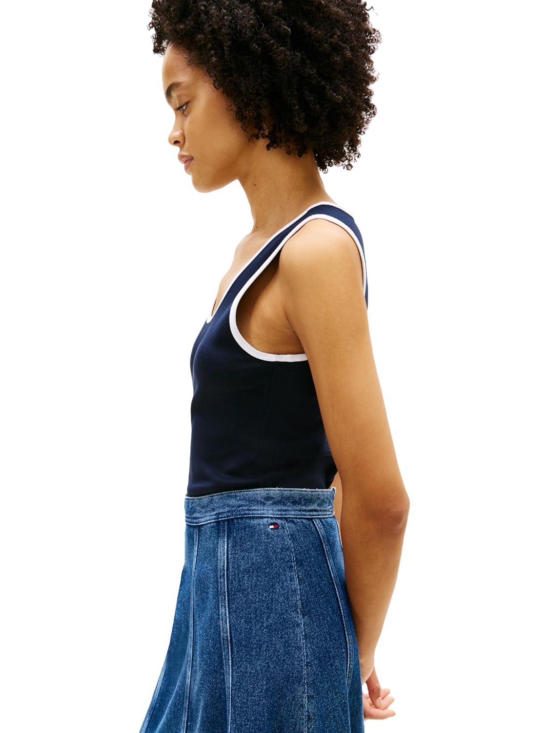 imageTommy Hilfiger Womens High Waist Denim Flared Midi Skirt with ZipperRay