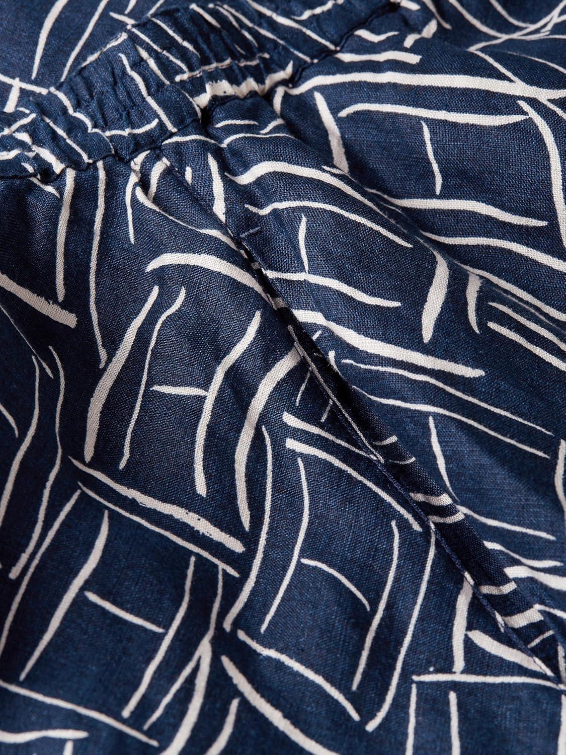 imageTommy Hilfiger Womens Lightweight Linen Flared Midi Skirt with Elastic WaistFlag Feathers Dark Night Navy