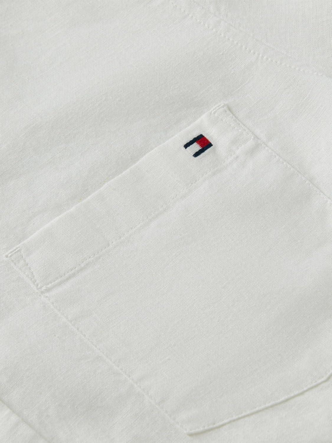 imageTommy Hilfiger Womens Lightweight Linen Long Sleeve Button Down Shirt in Regular Fit with Roll Up Sleeve Linen BlouseEcru