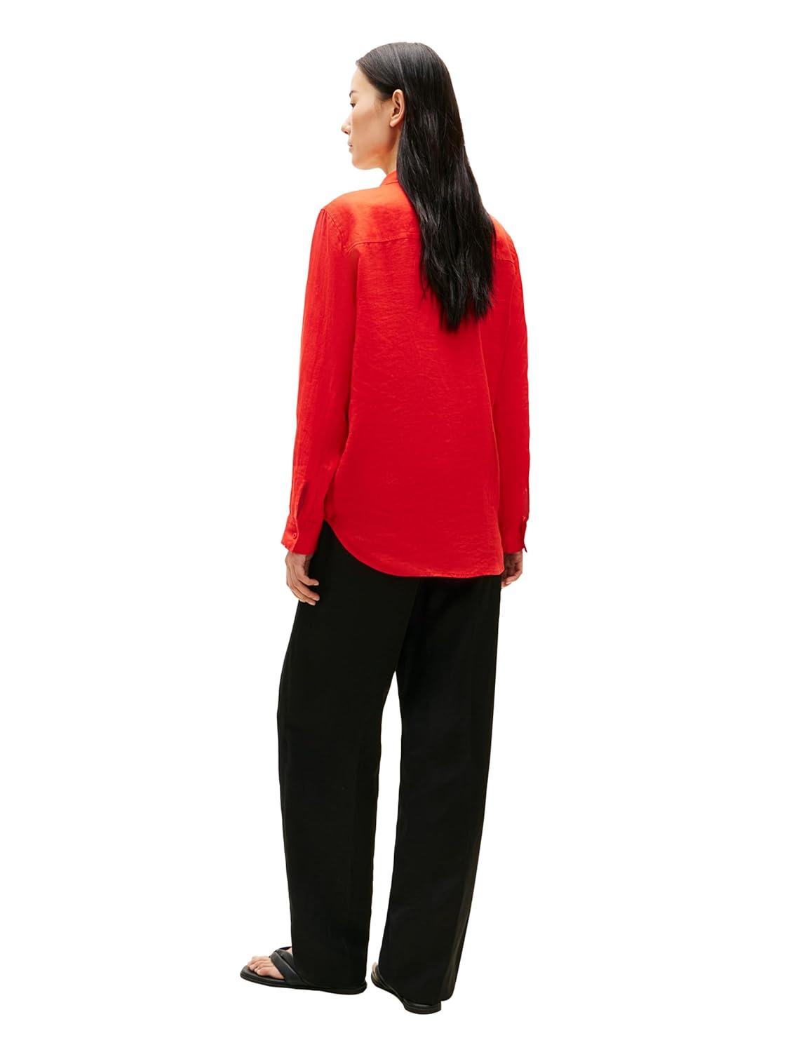 imageTommy Hilfiger Womens Lightweight Linen Long Sleeve Button Down Shirt in Relaxed Fit Linen BlouseFireworks
