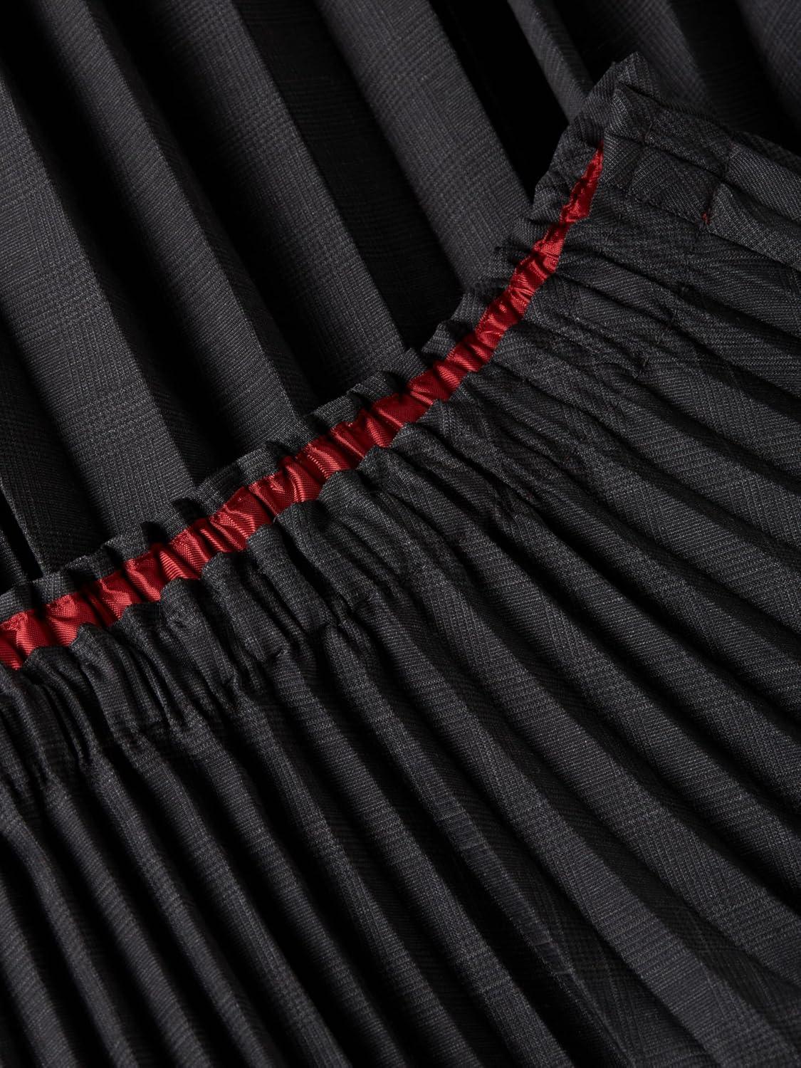 imageTommy Hilfiger Womens Medium Weight Wool Pleated Midi Skirt with Elastic WaistGrey Allover