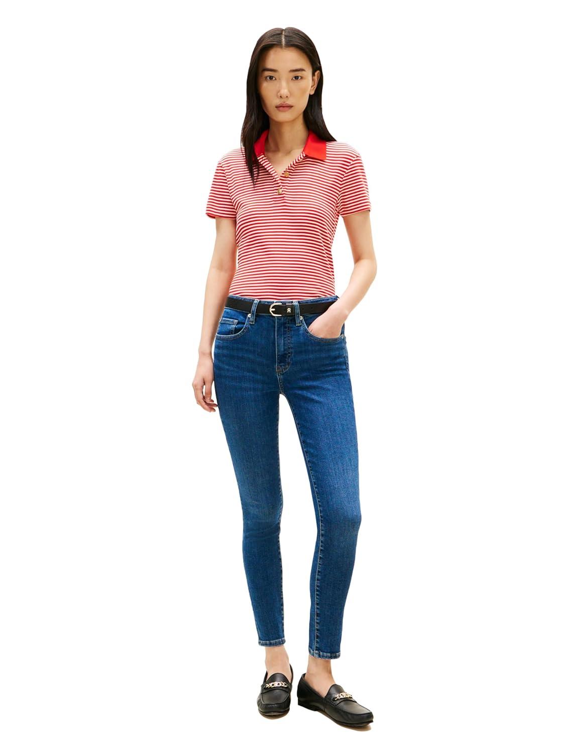 imageTommy Hilfiger Womens Mid Rise Skinny Jeans with StretchDark Blue