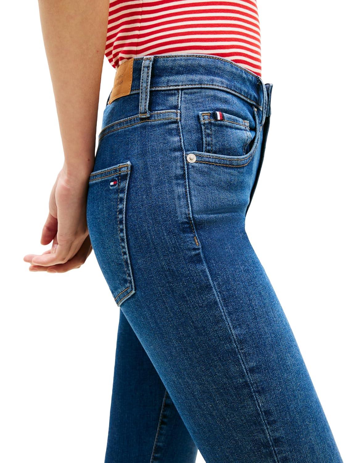 imageTommy Hilfiger Womens Mid Rise Skinny Jeans with StretchDark Blue