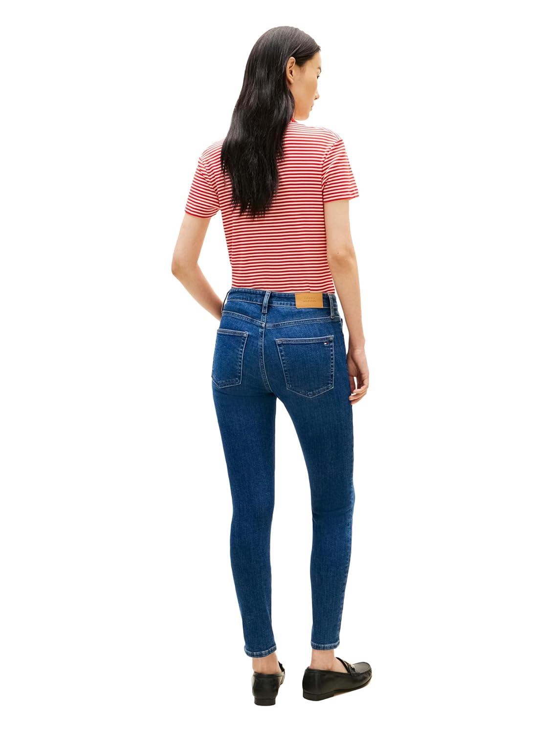 imageTommy Hilfiger Womens Mid Rise Skinny Jeans with StretchDark Blue