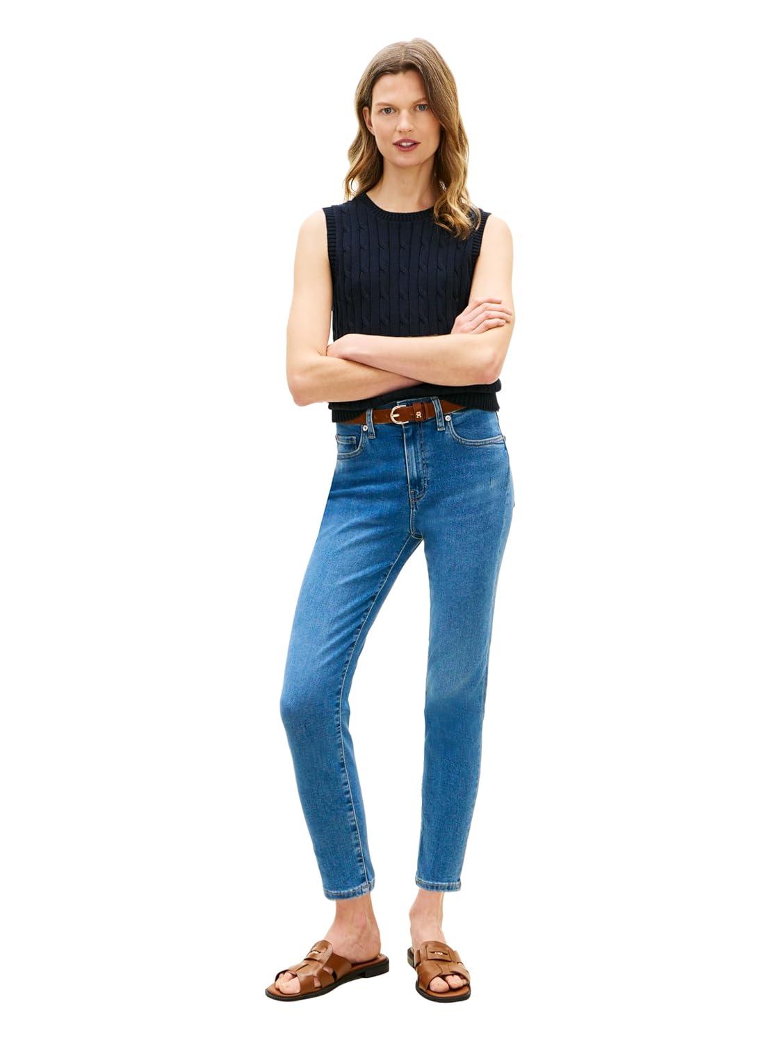 imageTommy Hilfiger Womens Mid Rise Skinny Jeans with StretchMid Blue