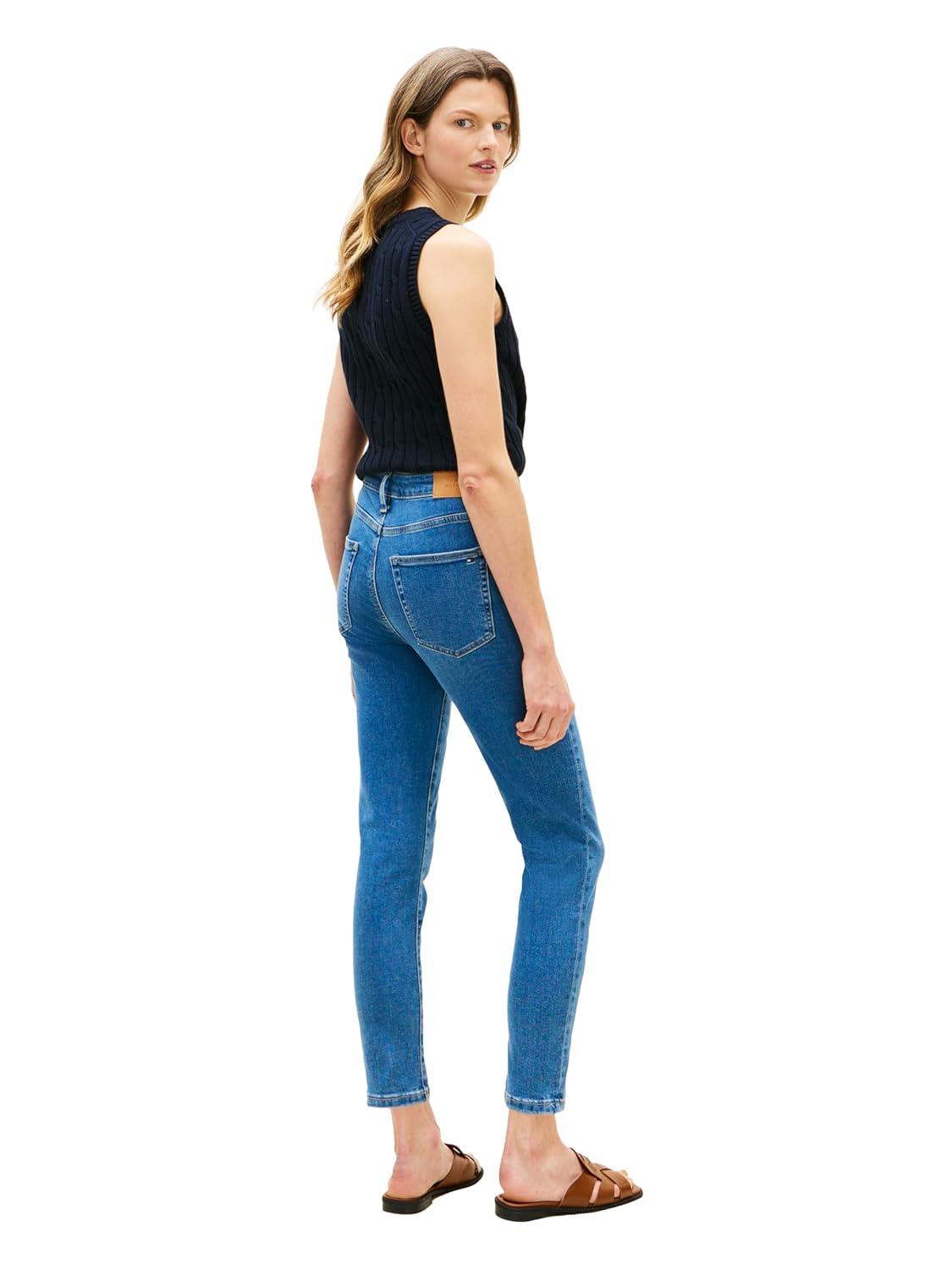 imageTommy Hilfiger Womens Mid Rise Skinny Jeans with StretchMid Blue