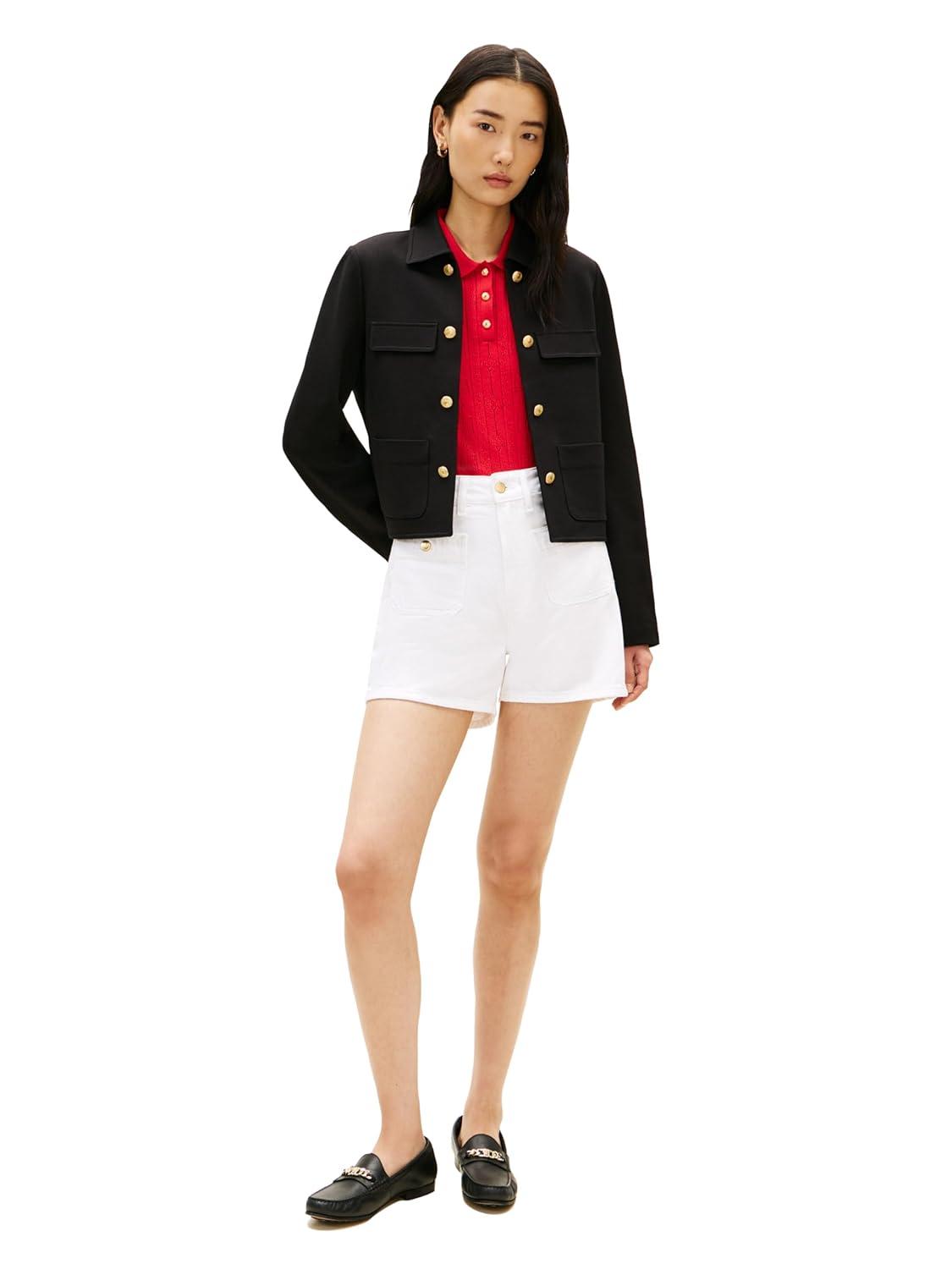 imageTommy Hilfiger Womens Open Front Jacket Button Down Long Sleeve Business Casual JacketBlack