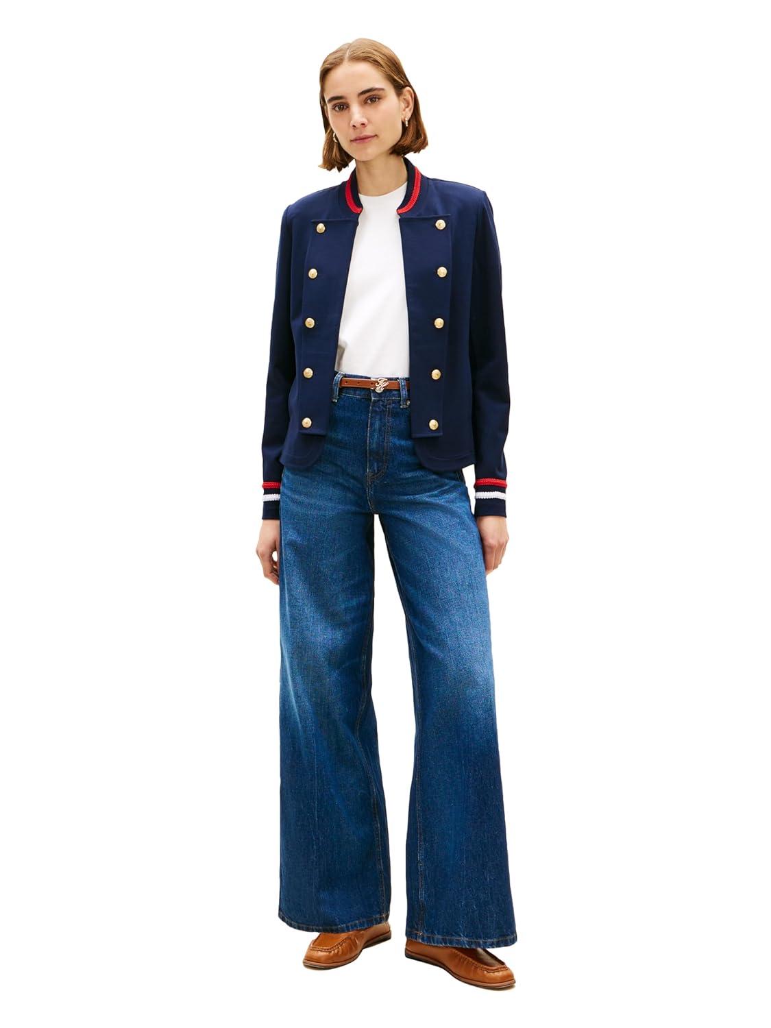 imageTommy Hilfiger Womens Open Front Knit Jacket Button Down Long Sleeve Knit JacketDark Night NavyRwb