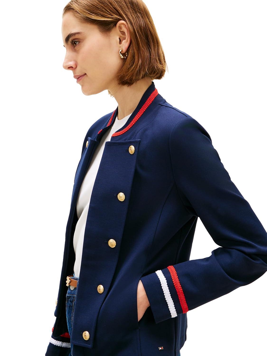 imageTommy Hilfiger Womens Open Front Knit Jacket Button Down Long Sleeve Knit JacketDark Night NavyRwb