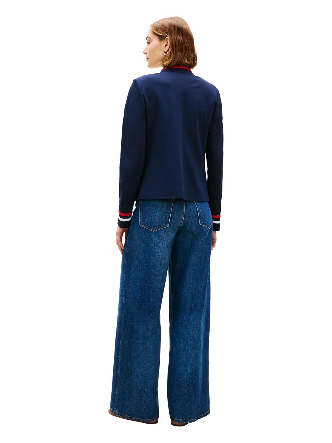 imageTommy Hilfiger Womens Open Front Knit Jacket Button Down Long Sleeve Knit JacketDark Night NavyRwb