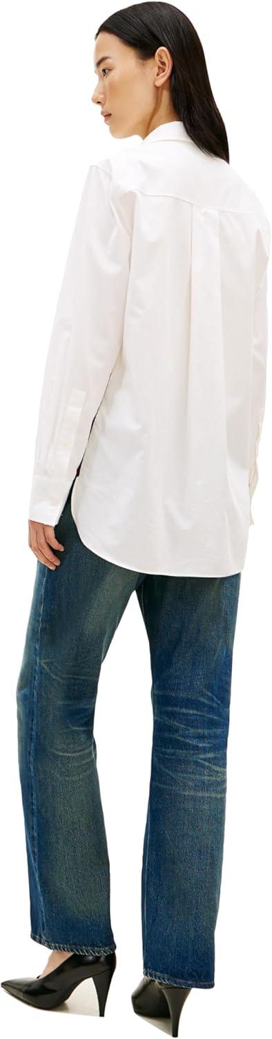 imageTommy Hilfiger Womens Oxford Long Sleeve Button Down Shirt in Regular Fit with Side DetailEcru