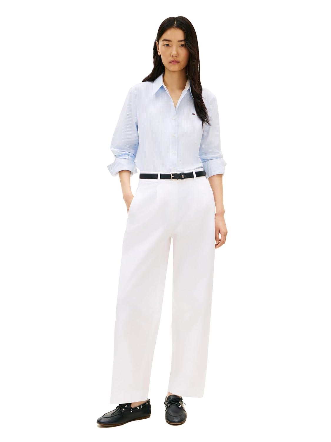 imageTommy Hilfiger Womens Oxford Long Sleeve Button Down Shirt in Regular FitClassic Ithaca White Vessel Blue
