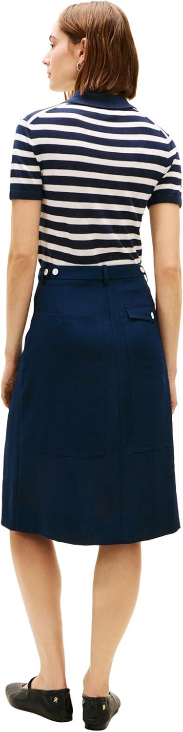 imageTommy Hilfiger Womens Pleated Midi Skirt with PocketsDark Night Navy