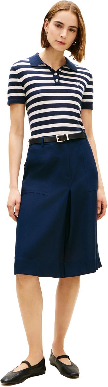 imageTommy Hilfiger Womens Pleated Midi Skirt with PocketsDark Night Navy