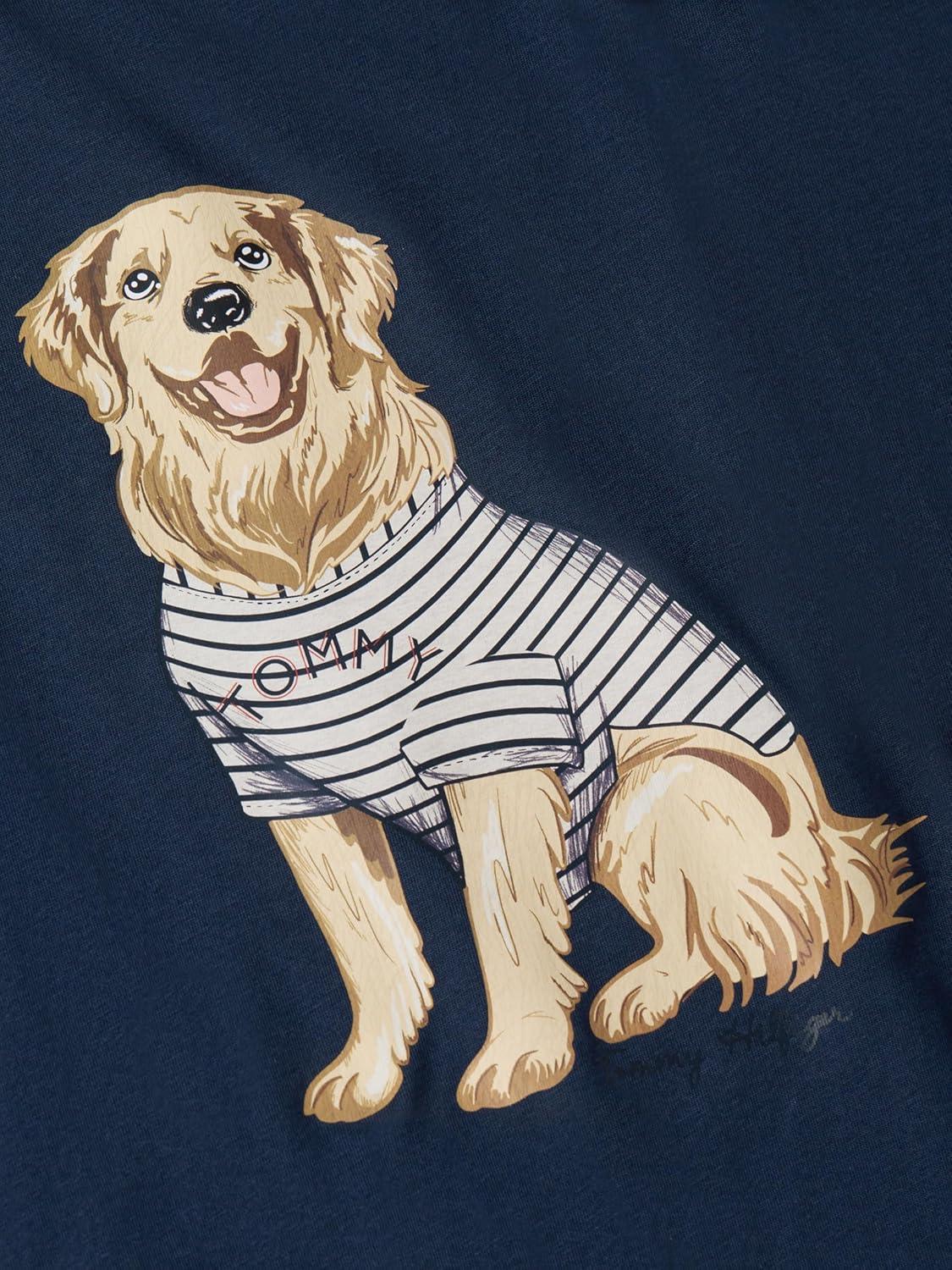 imageTommy Hilfiger Womens Short Sleeve Cotton Graphic Crew Neck TShirts with Printed Dog Graphic Dog Mom ShirtDark Night Navy