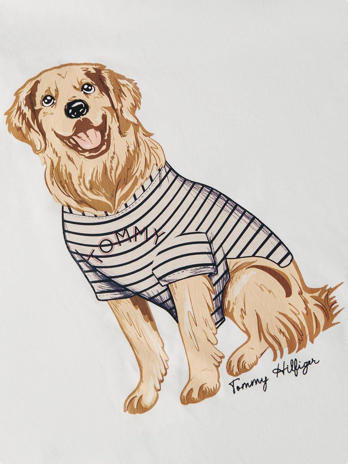imageTommy Hilfiger Womens Short Sleeve Cotton Graphic Crew Neck TShirts with Printed Dog Graphic Dog Mom ShirtEcru Dark Night Navy Stripe