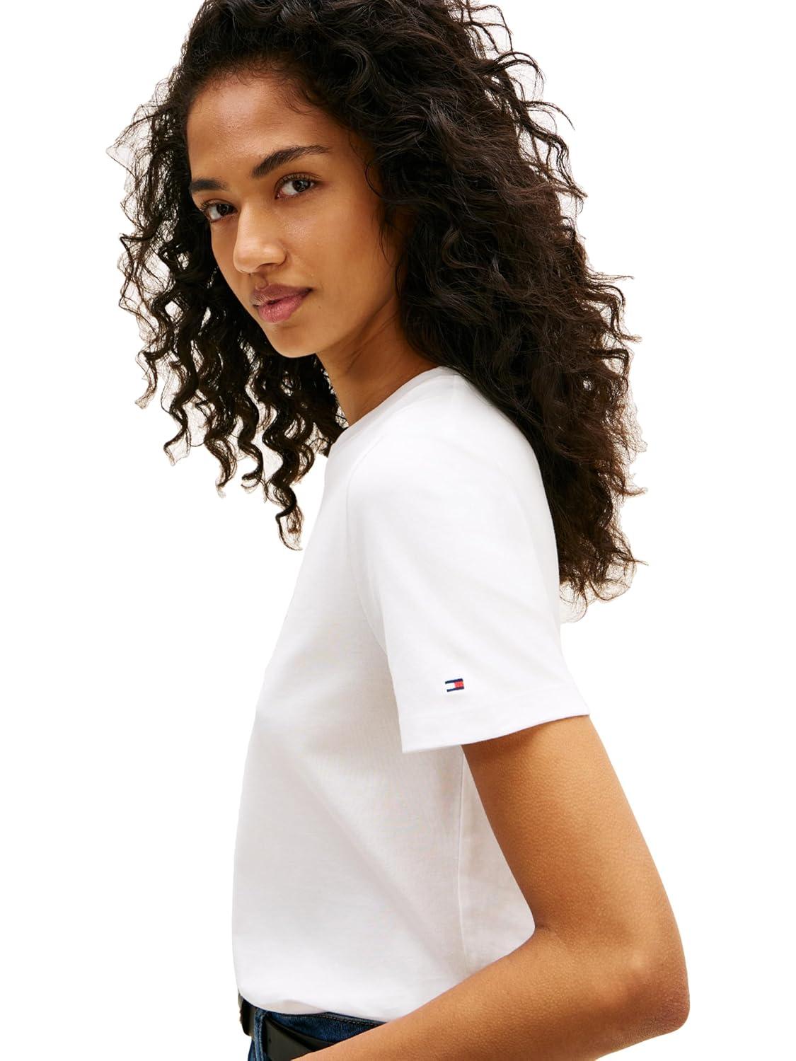 imageTommy Hilfiger Womens Short Sleeve Cotton Graphic Logo Crew Neck TShirtsEcru Red Tommy Heart