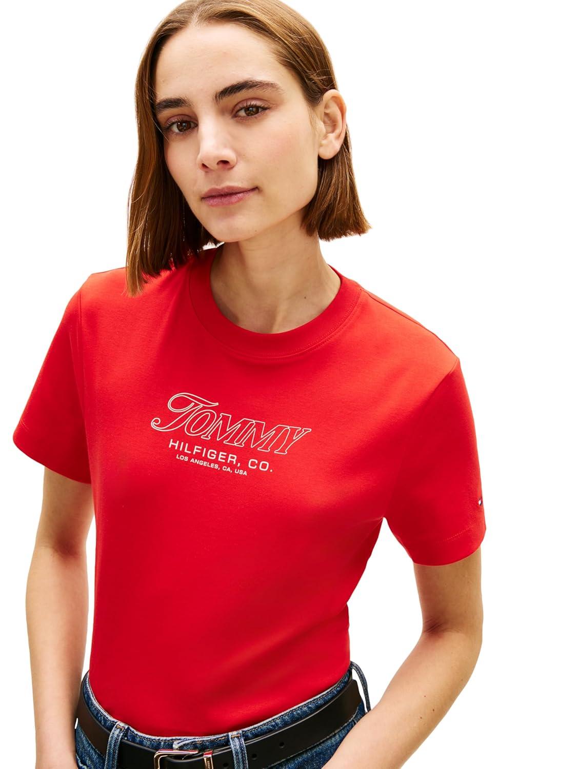 imageTommy Hilfiger Womens Short Sleeve Cotton Graphic Logo Crew Neck TShirtsFireworks