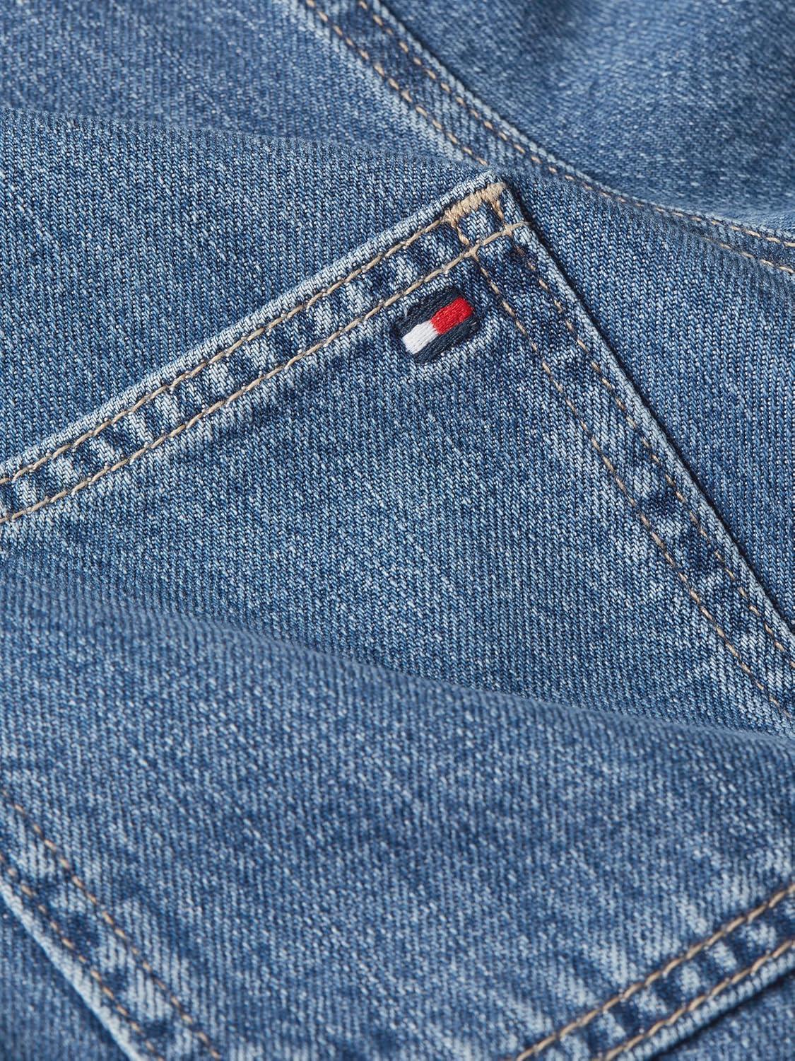 imageTommy Hilfiger Womens Short Sleeve Denim Shirt Dress with Waist Tie DetailMid Blue