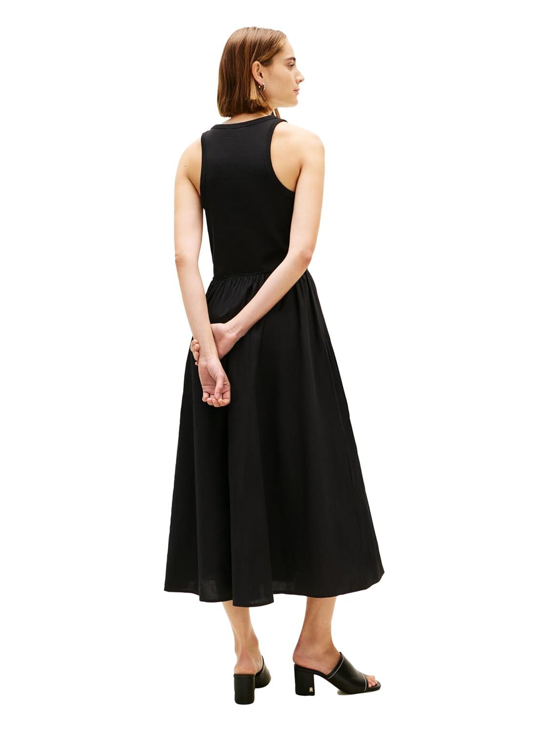 imageTommy Hilfiger Womens Sleeveless Cotton Midi Dress with Pockets and StretchBlack