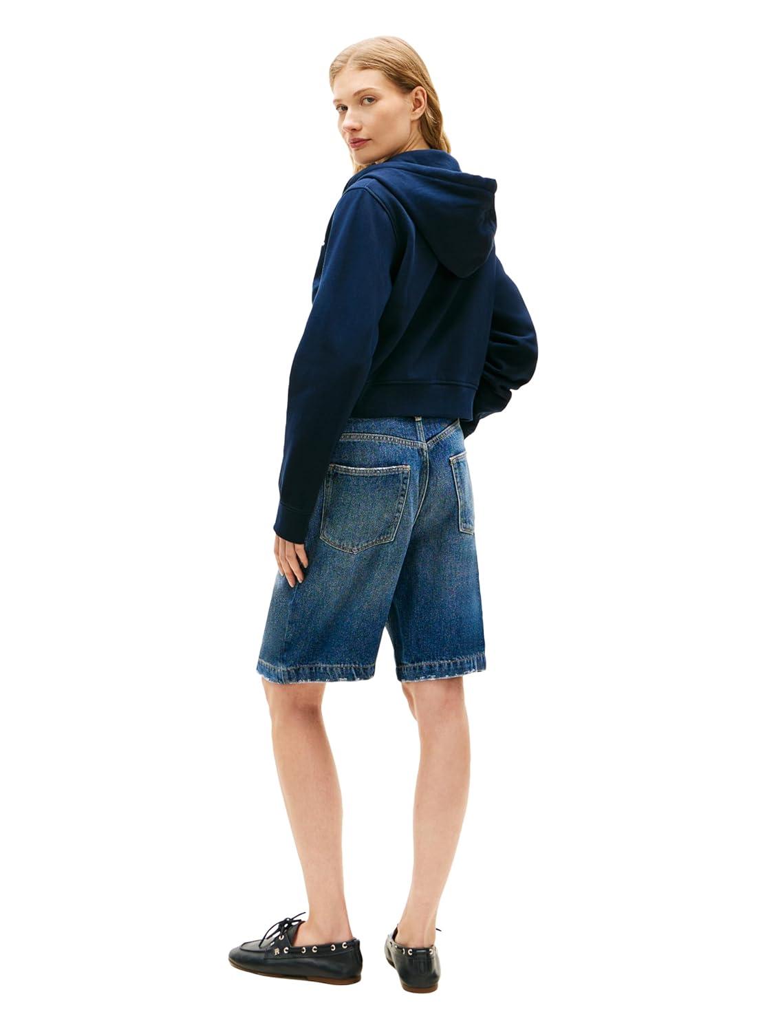 imageTommy Hilfiger womens Cropped Full Zip Up Hoodie SweatshirtDark Night Navy