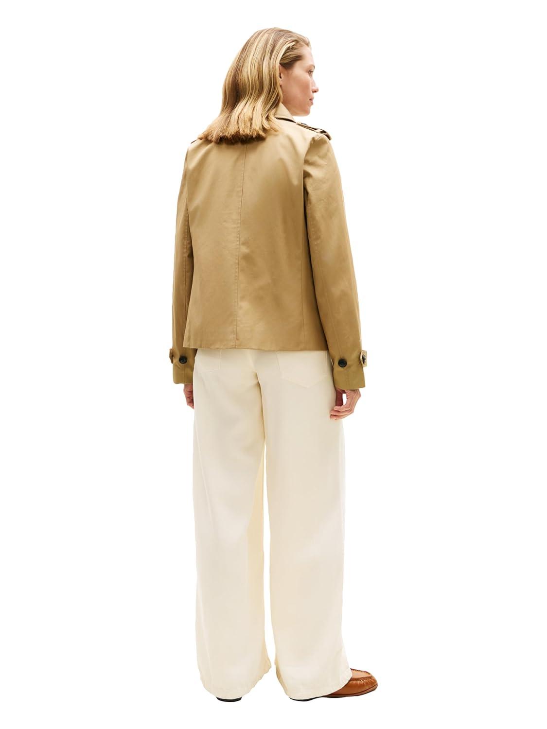 imageTommy Hilfiger womens Lightweight Short Trenchcoat With Pockets and Embroidered Flag LogoDriftwood Taupe