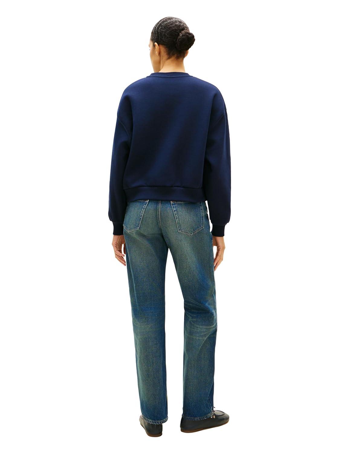 imageTommy Hilfiger womens Medium Weight Crew Neck Sweatshirt Pullover With LogoDark Night Navy