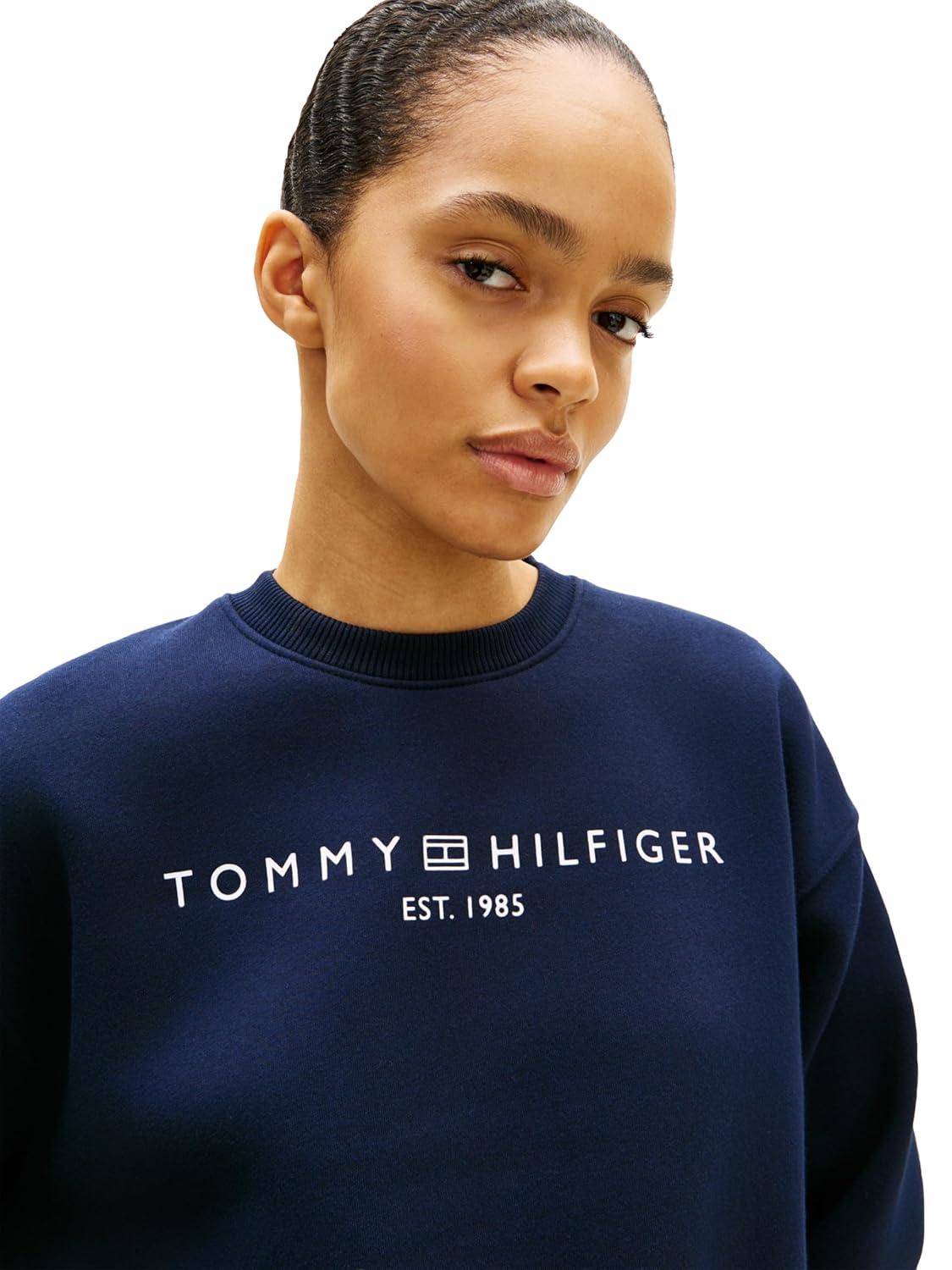 imageTommy Hilfiger womens Medium Weight Crew Neck Sweatshirt Pullover With LogoDark Night Navy